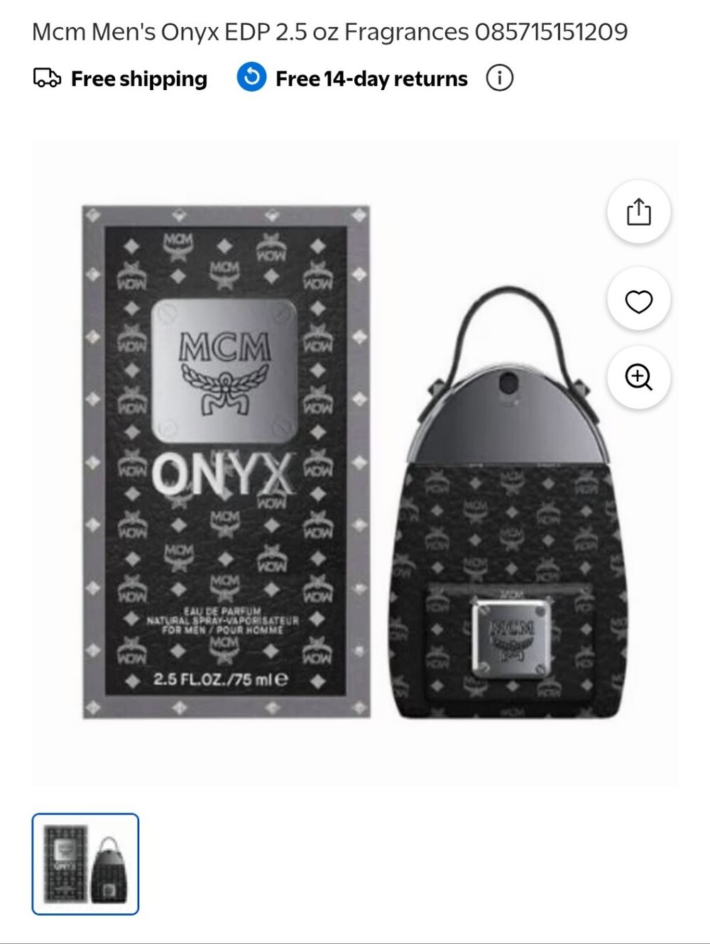 MCM Men's Onyx Eau De Perfume 2.5 oz